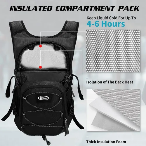 Vista 3 de Mochila de hidratación con vejiga de agua de 3 litros, mochila de hidratación aislada para correr, mochila de agua ligera para senderismo, ciclismo