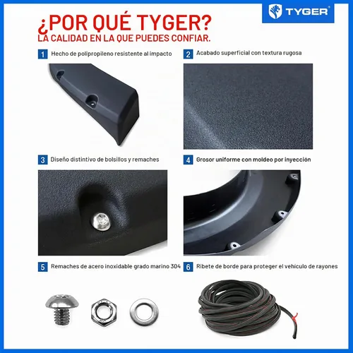 Vista 6 de Tyger Auto Guardabarros compatibles con Chevy Silverdo GMC Sierra 1999-2006 1500 2500 3500HD (incluido 2007 Classic), Fleetside, estilo remachado