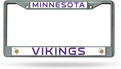 Vista 27 de Rico Industries NFL Fan Shop - Marco de matrícula cromado estándar Color del