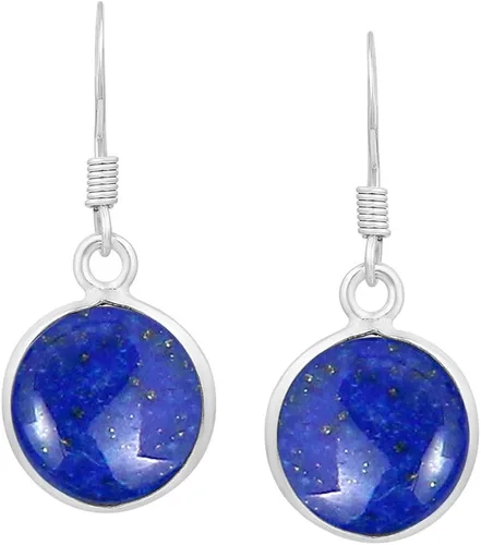 Vista 8 de Natural Gemstone Round Shape Silver Plated Dangle Earrings for Women Amatista