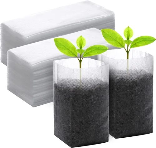 Vista 18 de GREANER 200 bolsas de vivero de plantas, 3.5 x 4.7 pulgadas, bolsas de cultivo de plantas de tela biodegradable no tejida, macetas de plantas