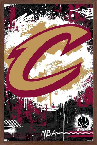Vista 7 de Trends International NBA Cleveland Cavaliers - Póster de pared con logotipo Maximalist 23 Versión premium sin marco