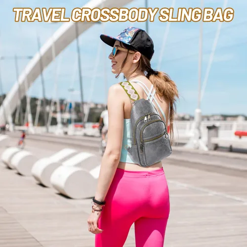 Vista 6 de KFXFENQ Bolso bandolera para mujer, de piel sintética, bolso bandolera pequeña, mochila cruzada multiusos para el pecho, para mujer, ciclismo