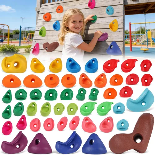 Vista 17 de 20 piezas de pared de escalada en roca para niños, agarres de pared de escalada en roca, kits de agarres de pared de escalada para adultos que