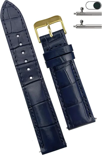 Vista 15 de vinacreations Correa de reloj hecha a mano AIIi-gator para hombres con liberación rápida, de cuero de cocodrilo premium, correa de reloj de repuesto