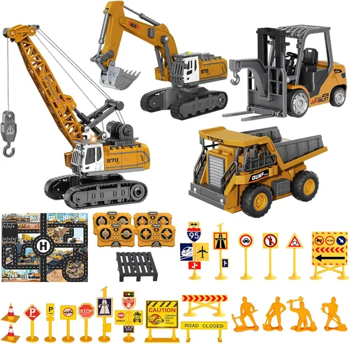 Vista 10 de 2 PCS Mini RC Vehículos de Construcción Juguete 1:64 Excavadora y Camión Excavadora y camión volquete