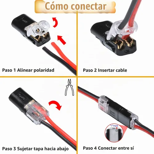 Vista 4 de Conectores de cable, conector de enchufe de doble cable, conector de cable de bajo voltaje, conectores eléctricos de tira de luz LED de 2 pines, sin