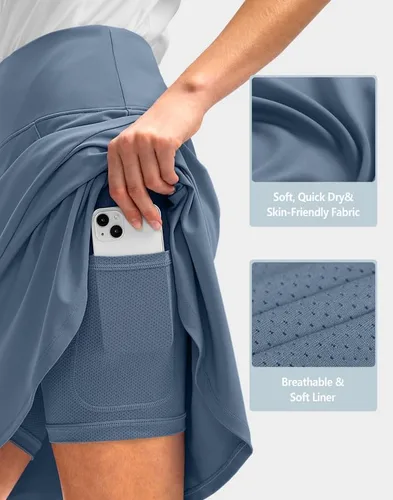 Vista 4 de G Gradual Faldas pantalón para mujer con 5 bolsillos de 20 pulgadas de longitud a la rodilla, falda de golf modesta larga, faldas atléticas de tenis