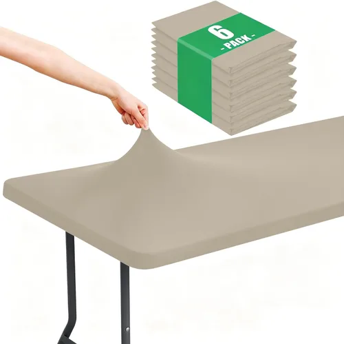Vista 13 de Moosfor Paquete de 6 manteles cuadrados de elastano, manteles elásticos ajustables para pícnic, cubierta de mesa de patio elástica lavable para Negro