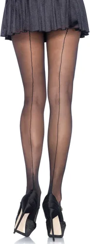 Vista 2 de Leg Avenue Pantimedias de costura trasera con tacón cubano transparente para mujer