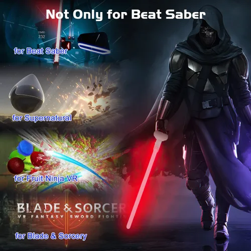 Vista 4 de Game Accessories for Oculus Quest 2, VR Attachment Lightsaber Compatible with Meta Quest 2, 7 Colors LED Beat Saber Enhanced Handles for