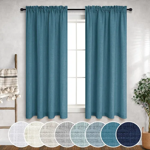 Vista 43 de Mrs.Naturall - Cortinas transparentes con bolsillo para barra de 36x63 pulgadas de lino mezclado negro