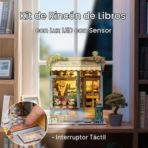 Vista 4 de Fsolis - Kit de rincón de libro en miniatura Flor azul de Anna
