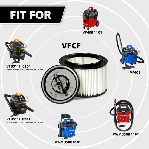 Vista 2 de Vacmaster Filtro y retenedor de cartucho lavable de 4-5 galones - VFCF