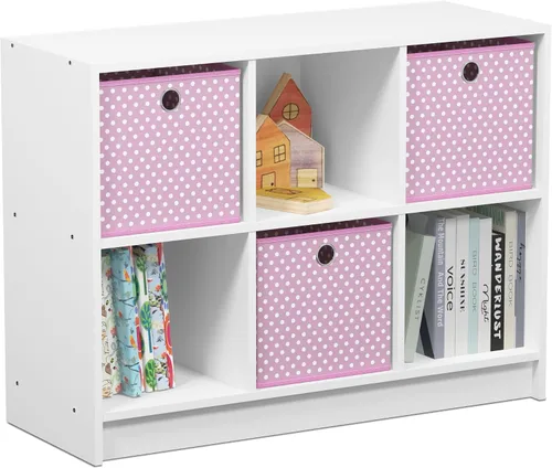 Vista 39 de Furinno PELLI - Estantería de 2 cubos con cubos abiertos y cerrados, armario organizador de almacenamiento de 2 x 1, 12.2 x 11.6 x 24.2, para sala