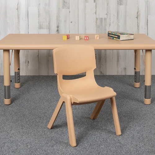 Vista 72 de Flash Furniture - Silla escolar apilable de plástico azul con altura de asiento de 10 1/2 pulgadas Construcción duradera, uso comercial