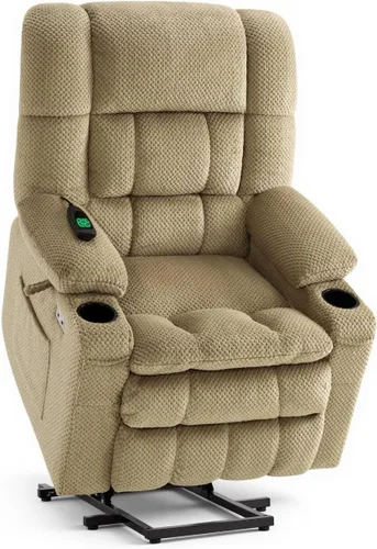 Vista 34 de MCombo 7893 - Sillón reclinable pequeño de doble motor para ancianos Beige