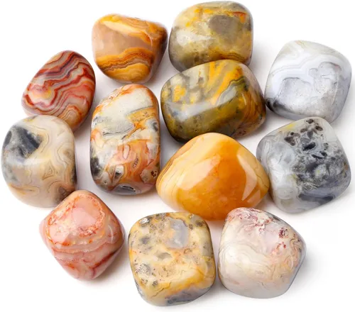 Vista 9 de DUQGUHO Juego de piedras de cristales curativos de amatista, cristales naturales a granel tumbados pulidos, piedras de cristal irregulares tumbadas