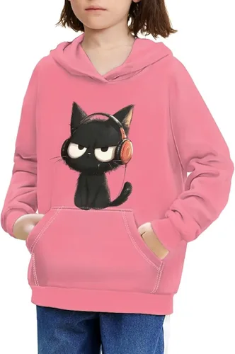 Vista 12 de Ystardream - Sudaderas para niñas adolescentes con bolsillo, sudaderas de manga larga para niños 0 Lindo Axolotl Rosa