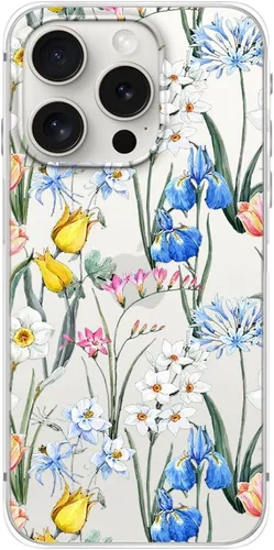 Vista 14 de Blingy's Funda para iPhone 15 Pro, bonito patrón de Navidad con diseño de copos de nieve de invierno, funda protectora transparente de TPU suave