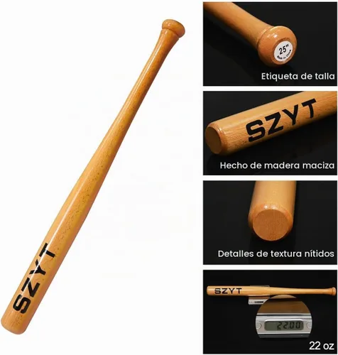 Vista 2 de Bate de béisbol de madera de 25 pulgadas, 29 pulgadas, 33 pulgadas, bate de sóftbol de defensa propia, defensa del hogar, amarillo ligero