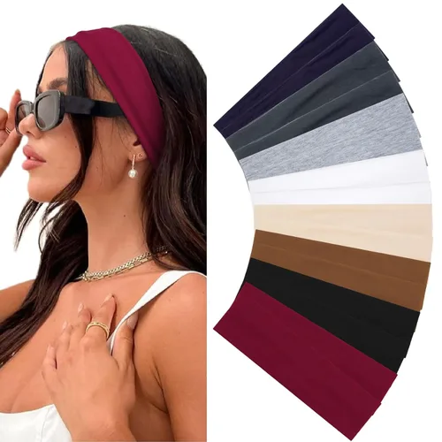 Vista 8 de Diademas elásticas antideslizantes de tela suave para mujer, paquete de 16 unidades, para yoga, correr, accesorios deportivos para el cabello