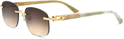 Vista 5 de HEPIDEM Lentes de sol 100% Really Buffalo Horn para hombre, lentes de sol cuadrados sin montura