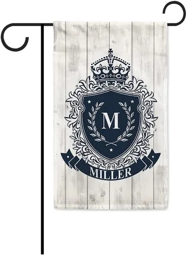 Vista 12 de Welcome Style Initial Garden Flag Snowflake Decor Customized Your Last Name 12.5X18 Inch Print Double Sided