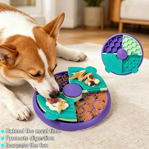 Vista 6 de Slow Feeder Dog Bowl, 2 Levels Rotatable Slow Eating Bowl Lick Mat