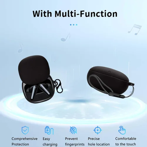 Vista 2 de NOUKAJU - Funda protectora para auriculares Anker Soundcore Liberty 5 (con mosquetón + cordón + bolígrafo de limpieza) a prueba de caídas, a prueba