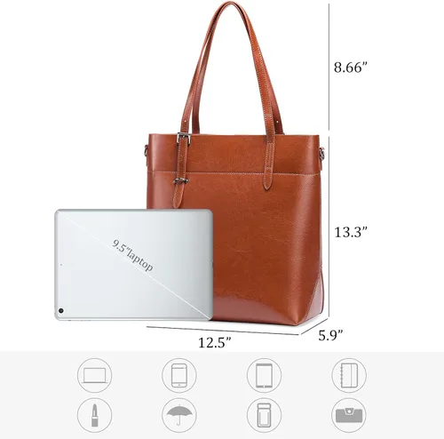 Vista 5 de FALAN MULE Bolsos de mano para mujer, de cuero genuino, con asa superior, correas ajustables, bolso de hombro