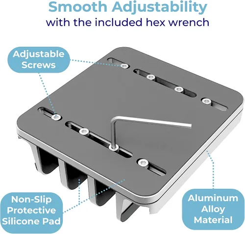 Vista 5 de Soporte ajustable para laptop, 5 ranuras, ahorro de espacio de aluminio, para Apple MacBook/Surface/Galaxy/Tablet/iPad/iPhone, plateado