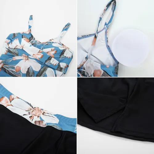 Vista 5 de CURLBIUTY Trajes de baño tankini de dos piezas para mujer, modesto control de abdomen, trajes de baño