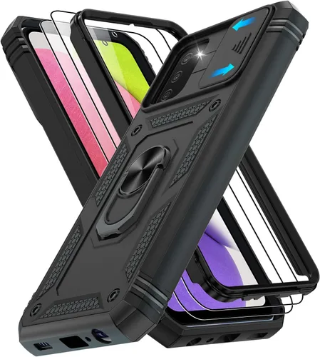 Vista 292 de Gritup Funda para Google Pixel 6 con cubierta deslizante para cámara y protector de pantalla (2 unidades), soporte de anillo giratorio 360°, funda