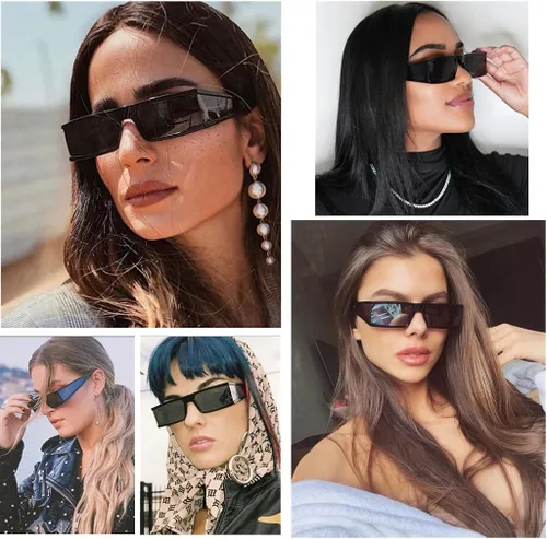 Vista 2 de BAWUYI Y2K - Lentes de sol de los años 2000 para hombres y mujeres, gafas cibernéticas futuristas con lente lateral, punk, deportes, cuadradas