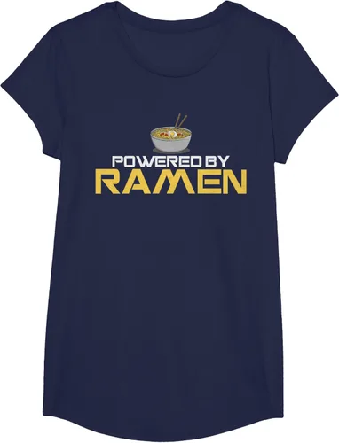 Vista 64 de Camiseta de fideos de anime japoneses Powered By Ramen, Negro, S