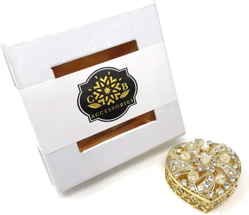 Vista 5 de Boda Unity Coins - Arras de Boda - Caja en forma de corazón con cristales, oro Caja en forma de corazón, cristales decorativos de diamantes