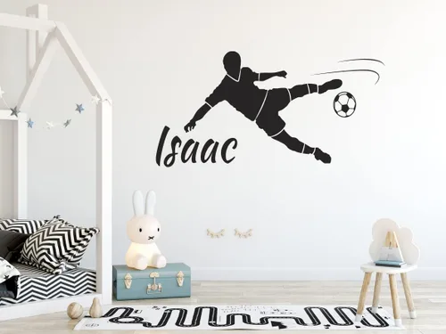 Vista 6 de Calcomanía de pared de jugador de fútbol con nombre personalizado, calcomanía de pared para decoración del hogar y guardería