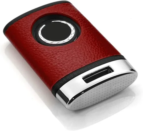 Vista 2 de Ontto Funda de llavero de cuero plástico ABS Cadillac con llavero de aleación de zinc para Cadillac CTS XTS ATS SLS SRX (rojo)