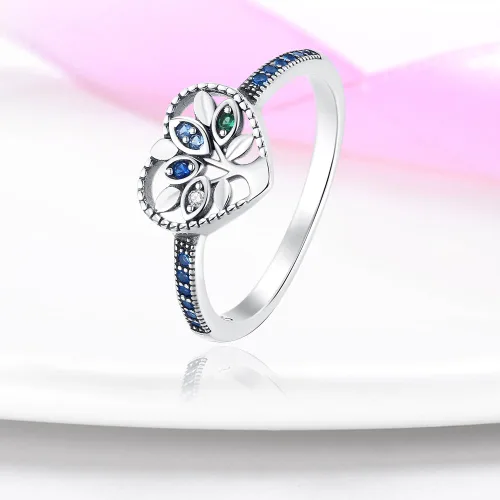 Vista 2 de TINSLO Anillo de plata de ley 925 con circonita de colores, anillos ajustables para mujeres, anillos sorpresa de aniversario para mujeres, anillos