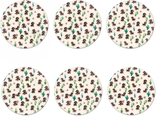 Vista 2 de Mumeson Juego de 6 posavasos de goma para bebidas, diseño de muñeco de nieve de dibujos animados, vajilla absorbente de humedad para taza de café