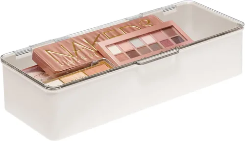 Vista 6 de mDesign - Caja organizadora apilable de plástico para encimera de baño, 2