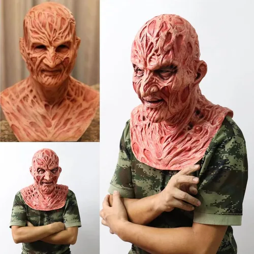 Vista 2 de TIWABI Máscara de látex Freddie Halloween, Guante asesino de películas, garra con juego de rol de personaje de Freddie Freddy