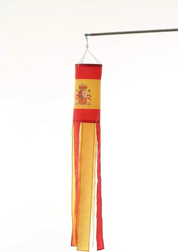 Vista 2 de Paquete de 2 calcetines de viento con bandera española de España para patio y jardín, para colgar en el porche delantero, impermeables, adecuados