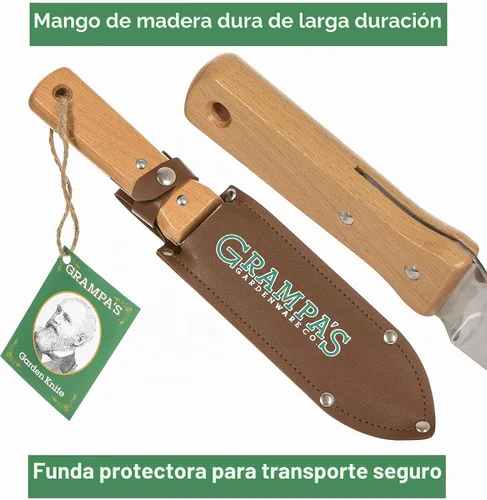 Vista 6 de Cuchillo de jardín Hori Hori Hori con funda para excavar y desherbar