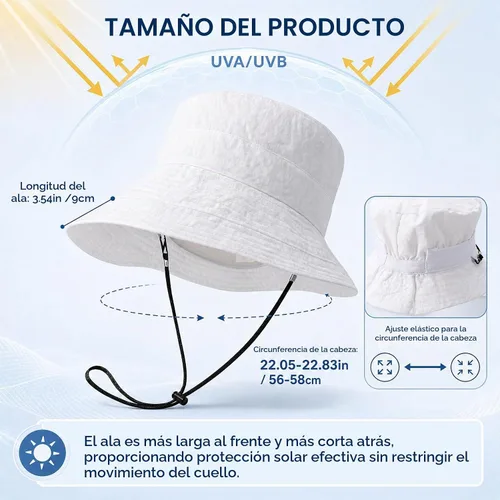 Vista 7 de Waterproof Bucket Hats for Women Packable White Rain hat Sun Hat