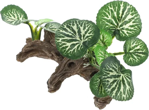 Vista 11 de Ipetboom Plantas de acuario, decoraciones de pecera, rama de esquina de reptil, rama de árbol trepador de resina con hojas, decoración de tanque