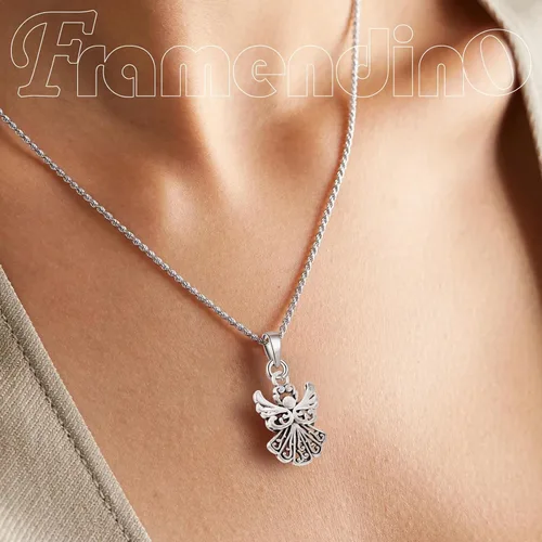 Vista 6 de Framendino, Paquete de 50 dijes de ángel, colgantes tibetanos de plata antigua a granel para hacer joyas, aretes, collares, pulseras, manualidades