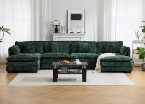 Vista 12 de Sofá modular de nube modular de 112 pulgadas con otomana móvil, sofás en forma de L para sala de estar, cómodo sofá de 3 plazas con funda extraíble