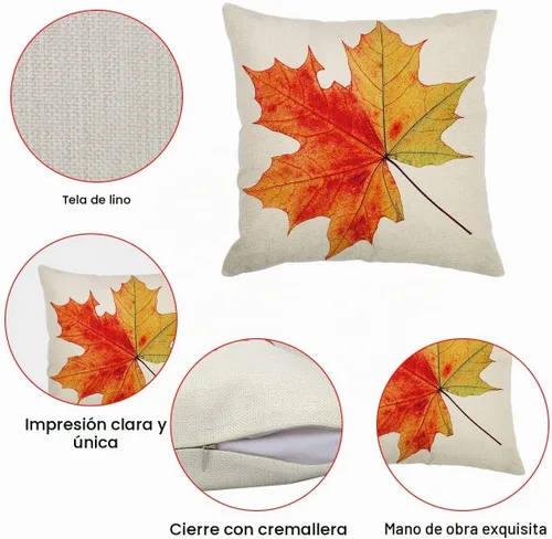 Vista 4 de Coitak Fundas de almohada de otoño, fundas de almohada de hojas de arce, fundas de almohada decorativas de otoño de 18 pulgadas, paquete de 2 fundas